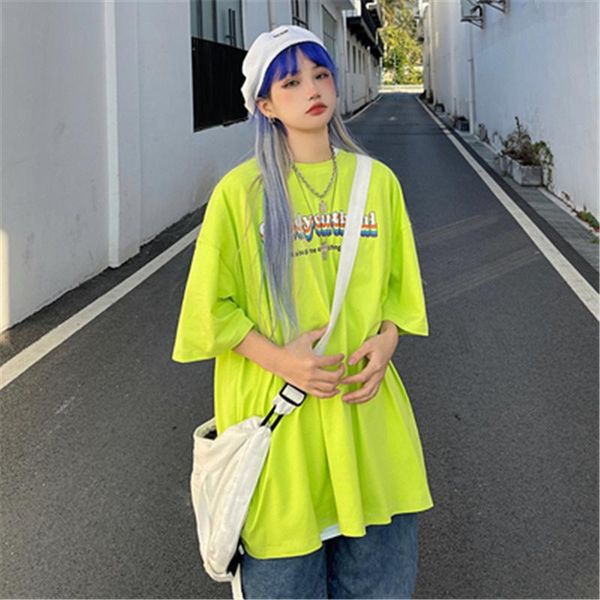 women's t-shirt 2021 short-sleeved women summer rainbow letters loose fashion round neck half-sleeved tide hip-hop, White
women's t-shirt 2021 short-sleeved women summer rainbow letters loose fashion round neck half-sleeved tide hip-hop, White