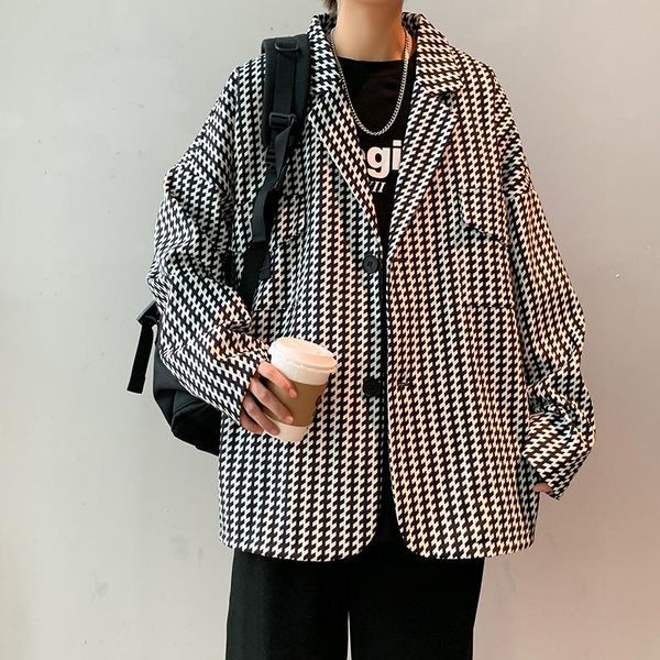 men's suits & blazers autumn casual jacket wedding business blazer plaid men masculino korean loose streetwear social dress coat homme, White;black
men's suits & blazers autumn casual jacket wedding business blazer plaid men masculino korean loose streetwear social dress coat homme, White;black