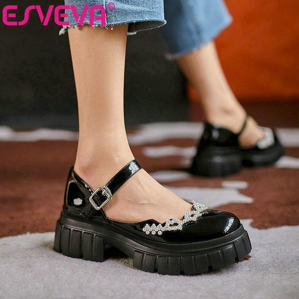 dress shoes esveva 2021 ankle strap square toe pumps platform women spring buckle genuine leather female high heels size 34-39, Black
dress shoes esveva 2021 ankle strap square toe pumps platform women spring buckle genuine leather female high heels size 34-39, Black