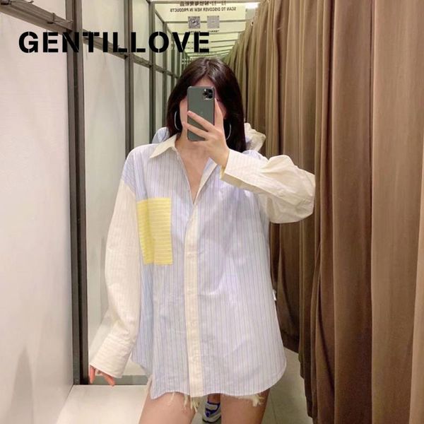 women's blouses & shirts gentillove stripe preppy style regular straight blouse button neck patchwork loose hit color casual elegant t-, White
women's blouses & shirts gentillove stripe preppy style regular straight blouse button neck patchwork loose hit color casual elegant t-, White
