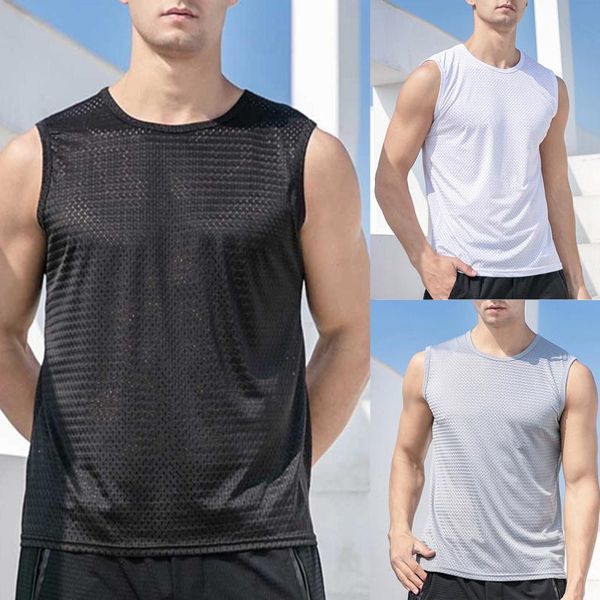 running jerseys mens fitness gyms tank men sleeveless shirt male mesh breathable sports vest undershirt, Black;blue 
running jerseys mens fitness gyms tank men sleeveless shirt male mesh breathable sports vest undershirt, Black;blue