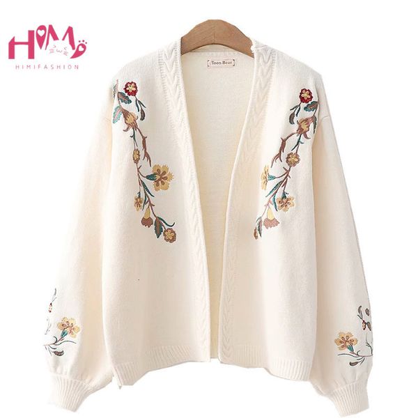 winter embroidered flower cardigan women outerwear vintage lantern long sleeve knit sweater coat v neck loose jacket, White
winter embroidered flower cardigan women outerwear vintage lantern long sleeve knit sweater coat v neck loose jacket, White