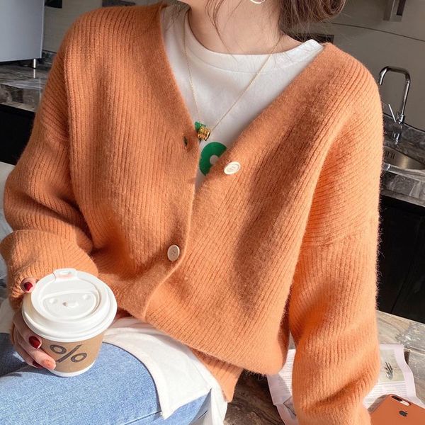 women's knits & tees cardigan sweater 2021 spring autumn single breasted coat versatile knitted shirt crop loose pull femme sueters de, White
women's knits & tees cardigan sweater 2021 spring autumn single breasted coat versatile knitted shirt crop loose pull femme sueters de, White