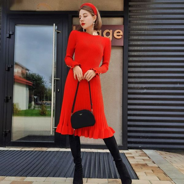 autumn winter thick mermaid sweater dress elegant knit women slim midi female chic dress, Black;gray
autumn winter thick mermaid sweater dress elegant knit women slim midi female chic dress, Black;gray