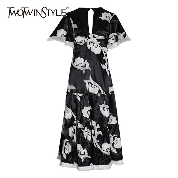 twotwinstyle print hollow out dress for women v neck ruffle sleeves high waist slim dresses female autumn fashion clothing 210517, Black;gray
twotwinstyle print hollow out dress for women v neck ruffle sleeves high waist slim dresses female autumn fashion clothing 210517, Black;gray