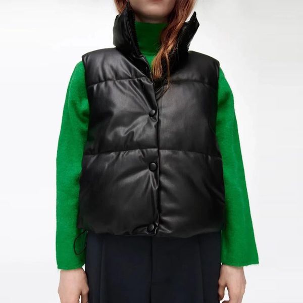 women's vests 2021 black fur leather vest jacket women wasitcoats female zipper cotton sleeveless pu winter outwear, Black;white
women's vests 2021 black fur leather vest jacket women wasitcoats female zipper cotton sleeveless pu winter outwear, Black;white