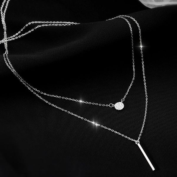 chains rectangle rhinestone round double layer necklace female clavicle chain women simple temperament jewelry ml, Silver
chains rectangle rhinestone round double layer necklace female clavicle chain women simple temperament jewelry ml, Silver