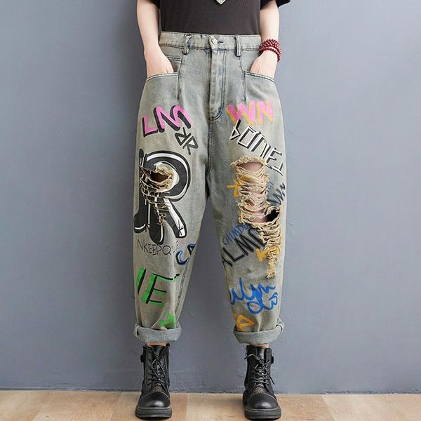 women's jeans summer high waist boyfriend hole ripped women 2021 fashion streetwear letter print harem pants loose denim trousers, Blue
women's jeans summer high waist boyfriend hole ripped women 2021 fashion streetwear letter print harem pants loose denim trousers, Blue