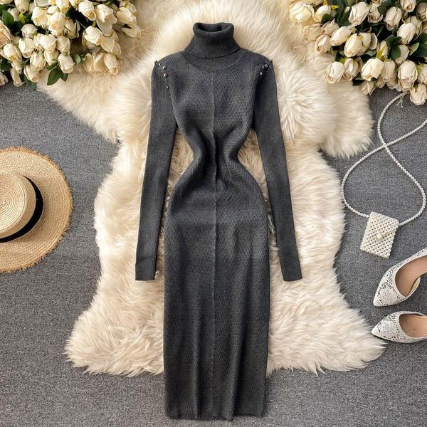 casual dresses singrain women korean turtleneck knitted dress long sleeve elastic sheath autumn solid elegant office, Black;gray
casual dresses singrain women korean turtleneck knitted dress long sleeve elastic sheath autumn solid elegant office, Black;gray