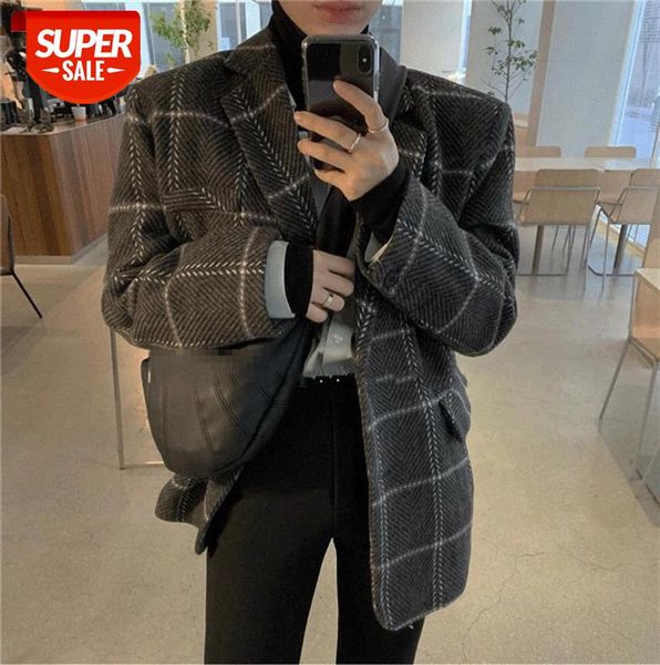korea dongdaemun plaid loose quilted warm woolen thickened western coat women #so2l, Black
korea dongdaemun plaid loose quilted warm woolen thickened western coat women #so2l, Black