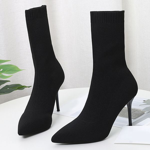 dress shoes women knitted ankle boots pointed toe high heels ladies stiletto fashion pumps plus size autumn winter farbic footwear, Black
dress shoes women knitted ankle boots pointed toe high heels ladies stiletto fashion pumps plus size autumn winter farbic footwear, Black