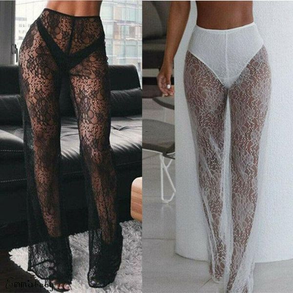 lace sheer mesh cover women capris up long swimwear beach wear high waist flared fleece, Black;white
lace sheer mesh cover women capris up long swimwear beach wear high waist flared fleece, Black;white