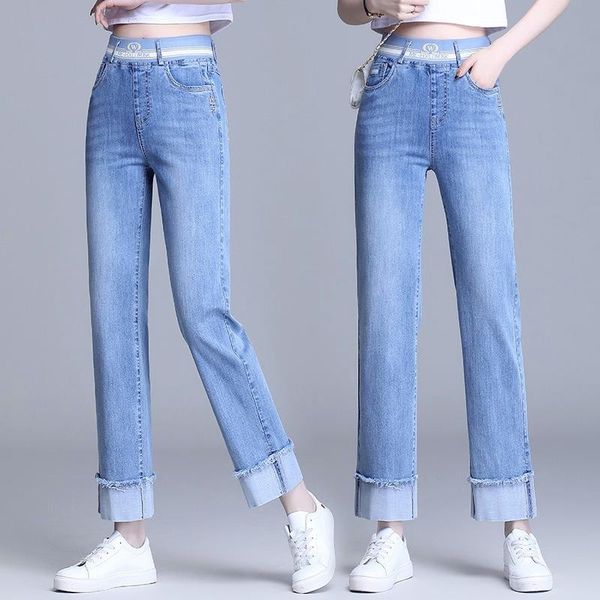 women's jeans women 2021 elastic straight-leg pants summer thin cuffed large size trousers nine-point, Blue
women's jeans women 2021 elastic straight-leg pants summer thin cuffed large size trousers nine-point, Blue