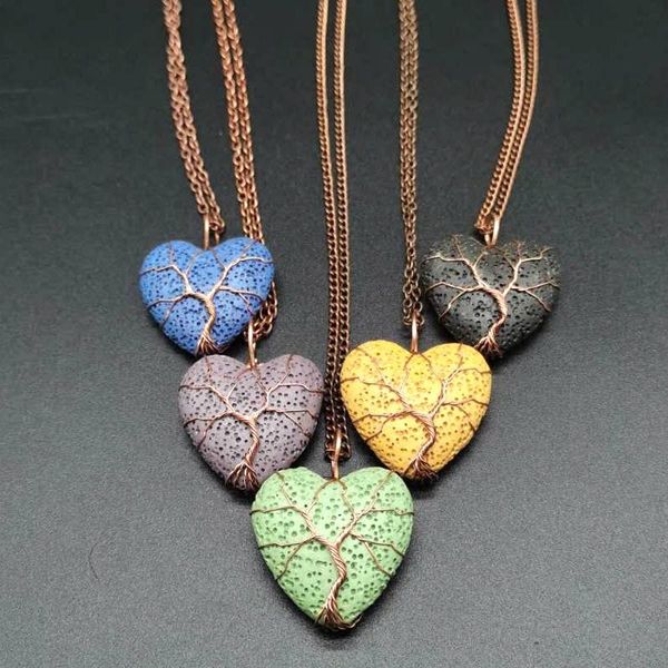 pendant necklaces tree of life copper wire wrapped heart lava stone essential oil diffuser necklace jewelry, Silver
pendant necklaces tree of life copper wire wrapped heart lava stone essential oil diffuser necklace jewelry, Silver