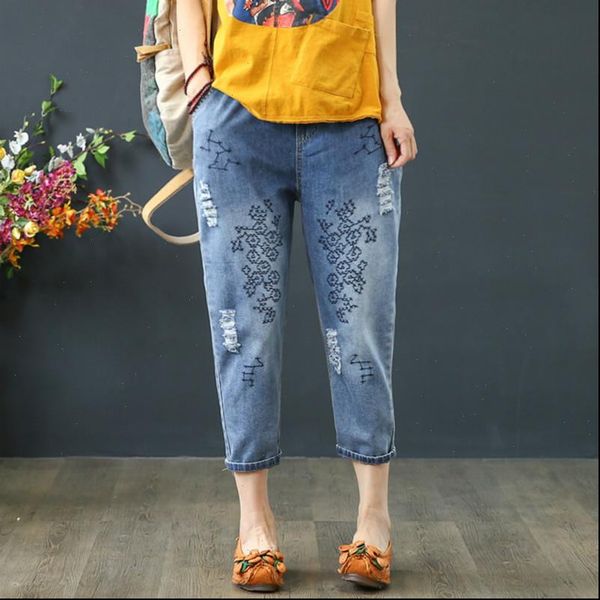 women jeans plus size summer harem pants casual loose vintage embroidery denim capris high waist vaqueros, Blue
women jeans plus size summer harem pants casual loose vintage embroidery denim capris high waist vaqueros, Blue