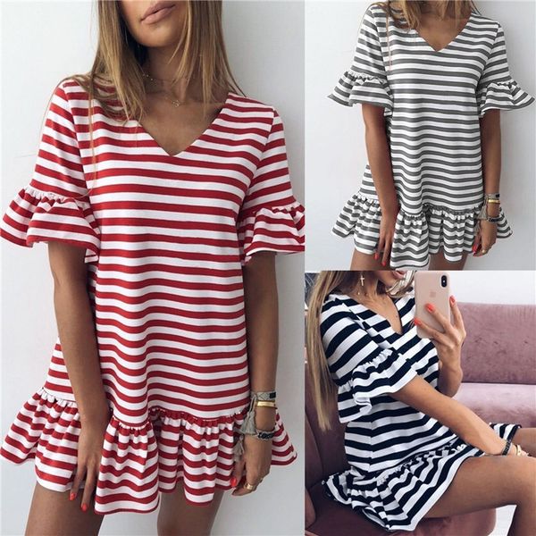 women stripe dresses v-neck joint new style fashionable summer holiday dress simple and casual type skirt, Black;gray
women stripe dresses v-neck joint new style fashionable summer holiday dress simple and casual type skirt, Black;gray