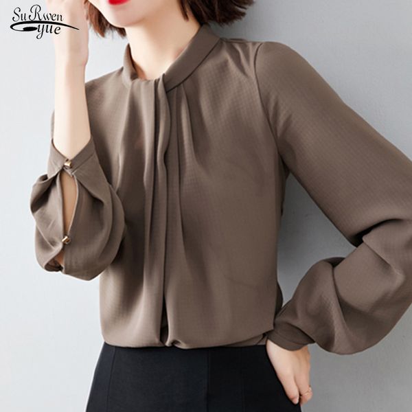 spring autumn korea clothing office lady long sleeve chiffon women blouse and solid stand collar female shirts 12628 210508, White
spring autumn korea clothing office lady long sleeve chiffon women blouse and solid stand collar female shirts 12628 210508, White
