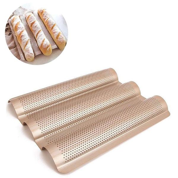 baking moulds 3-slot non-stick golden baguette tray loaf mould french bread pan bake tools
baking moulds 3-slot non-stick golden baguette tray loaf mould french bread pan bake tools