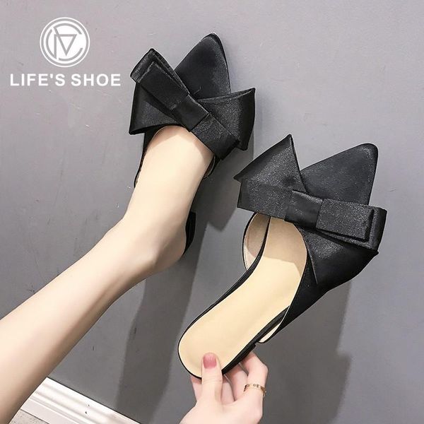 slippers 2021 spring and summer women's shoes korean silk satin pointed bow tie baotou flat heel sets semi 4 color, Black
slippers 2021 spring and summer women's shoes korean silk satin pointed bow tie baotou flat heel sets semi 4 color, Black