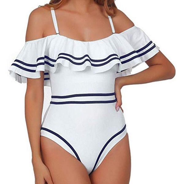 women's swimwear women ruffle one piece swimsuit 2021 plus size bathing beach wear swimming printed large suit, White;black
women's swimwear women ruffle one piece swimsuit 2021 plus size bathing beach wear swimming printed large suit, White;black