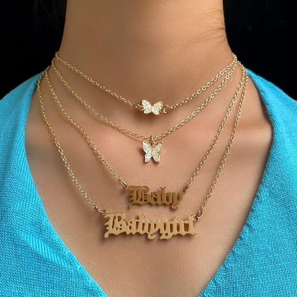 chains 4pcs golden stainless steel letter necklace set for women cute crystal butterfly multilayer clavicle chain necklaces jewelry, Silver
chains 4pcs golden stainless steel letter necklace set for women cute crystal butterfly multilayer clavicle chain necklaces jewelry, Silver