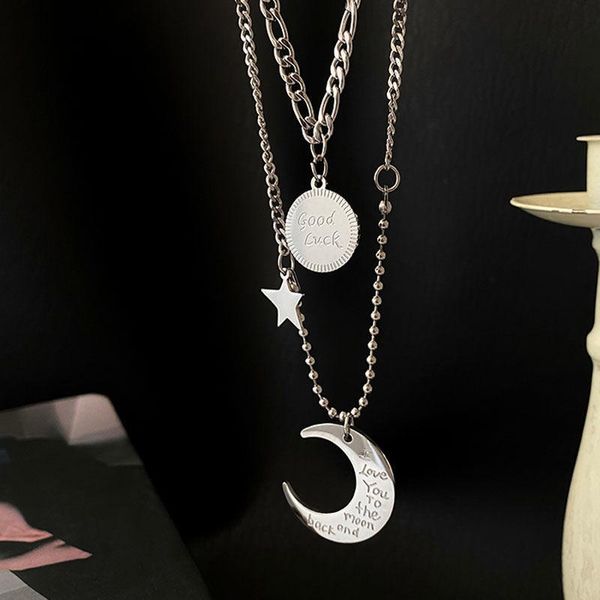 pendant necklaces fashion titanium steel multilayer moon jewelry hip-hop personality sweater chain gothic prom accessories women, Silver
pendant necklaces fashion titanium steel multilayer moon jewelry hip-hop personality sweater chain gothic prom accessories women, Silver
