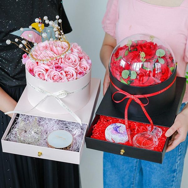 round transparent acrylic lipstick valentine's day creative packaging rose flower gift box with drawer wrap
round transparent acrylic lipstick valentine's day creative packaging rose flower gift box with drawer wrap