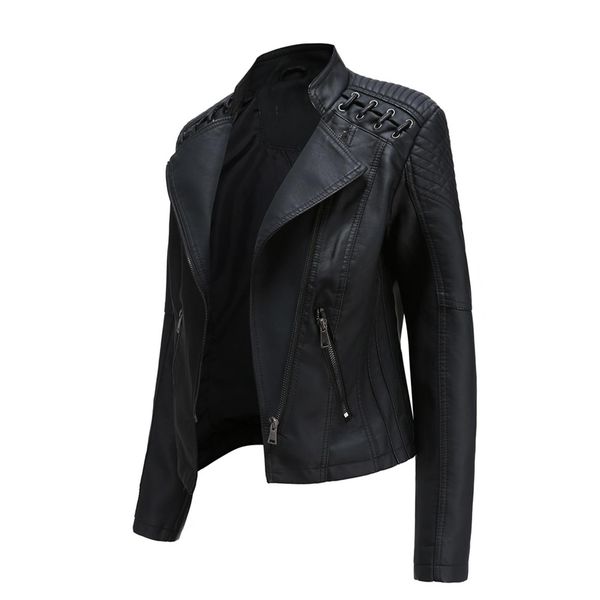 women autumn winter faux leather jacket zipper stand collar motorcycle slim coat womens clothing femme veste s 5, Black
women autumn winter faux leather jacket zipper stand collar motorcycle slim coat womens clothing femme veste s 5, Black