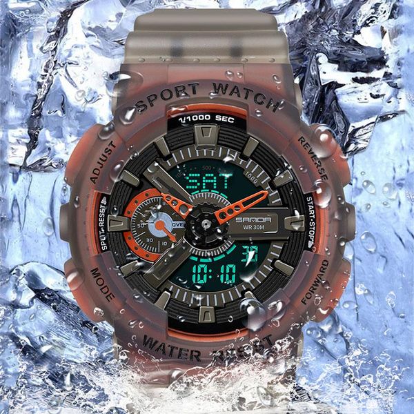 wristwatches sanda sports men's watches dual display brand military quartz watch men waterproof male clock relogio masculino 2021, Slivery;brown
wristwatches sanda sports men's watches dual display brand military quartz watch men waterproof male clock relogio masculino 2021, Slivery;brown