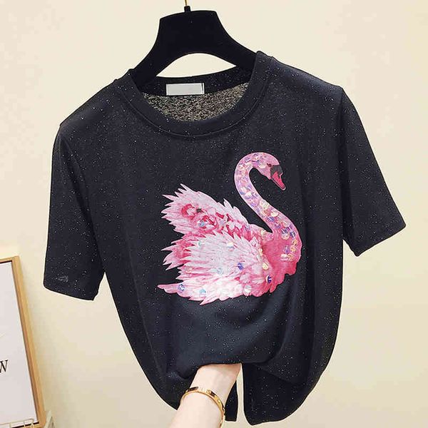 women's t-shirt shintimes fashion tee summer korean version women casual loose woman s sequins femme yrim, White
women's t-shirt shintimes fashion tee summer korean version women casual loose woman s sequins femme yrim, White