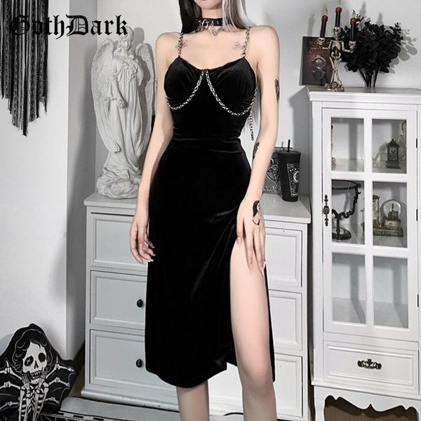 casual dresses goth dark vintage gothic grunge black party women velvet chain strap midi dress split bodycon summer ladies clothes, Black;gray
casual dresses goth dark vintage gothic grunge black party women velvet chain strap midi dress split bodycon summer ladies clothes, Black;gray