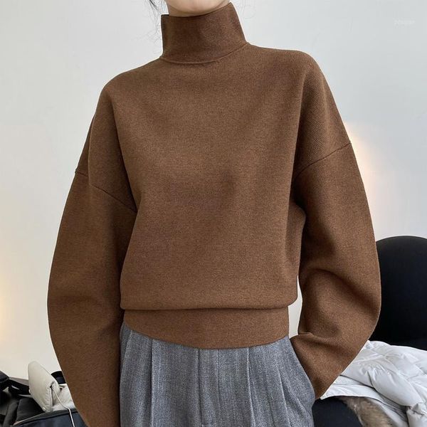 autumn and winter women's casual solid color high neck long sleeve loose sweater sweaters, White;black
autumn and winter women's casual solid color high neck long sleeve loose sweater sweaters, White;black