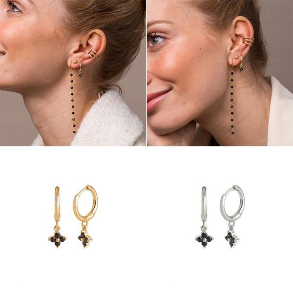 other luxury bling black stone 100% 925 sterling silver hanging hoop earrings for lovers' wedding engagement gift earbone fine jewelry, Golden;silver
other luxury bling black stone 100% 925 sterling silver hanging hoop earrings for lovers' wedding engagement gift earbone fine jewelry, Golden;silver