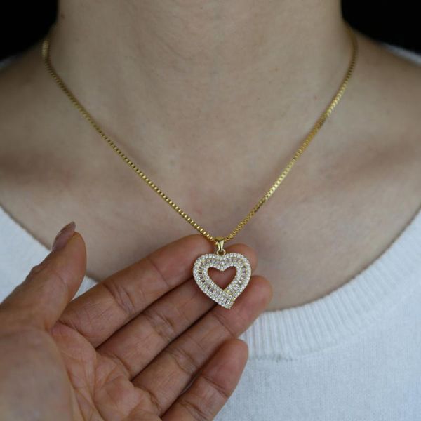 valentines day gift 41+10cm box chain micro pave baguette cz heart shaped pendant iced out bling jewelry necklace for women chains, Silver
valentines day gift 41+10cm box chain micro pave baguette cz heart shaped pendant iced out bling jewelry necklace for women chains, Silver