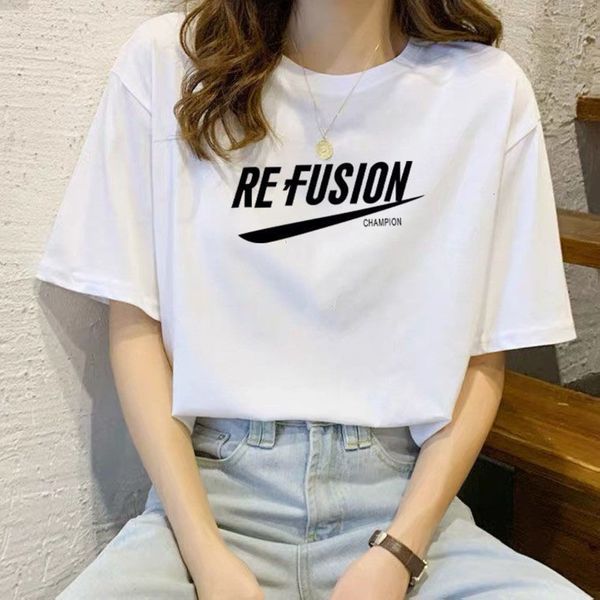women's t-shirt 2021 summer short loose cotton versatile round neck half sleeve wear o9pu, White
women's t-shirt 2021 summer short loose cotton versatile round neck half sleeve wear o9pu, White
