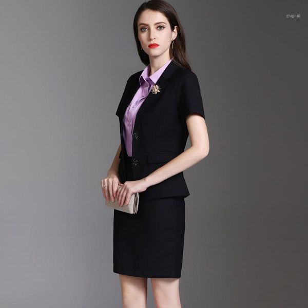 two piece dress summer blazer and skirt set jacket formal suits for women professional clothes, White
two piece dress summer blazer and skirt set jacket formal suits for women professional clothes, White