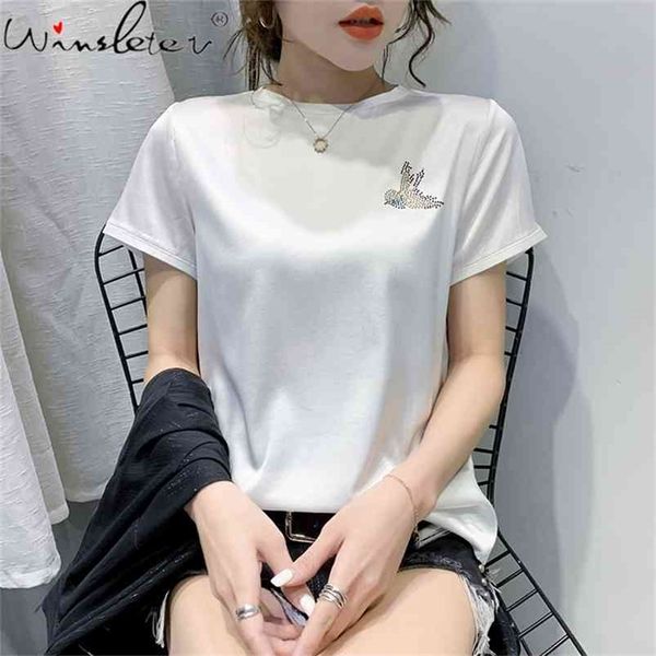 summer solid t-shirt girls fashion bird shiny diamonds stretch satin women short sleeve loose tees t12824a 210421, White
summer solid t-shirt girls fashion bird shiny diamonds stretch satin women short sleeve loose tees t12824a 210421, White