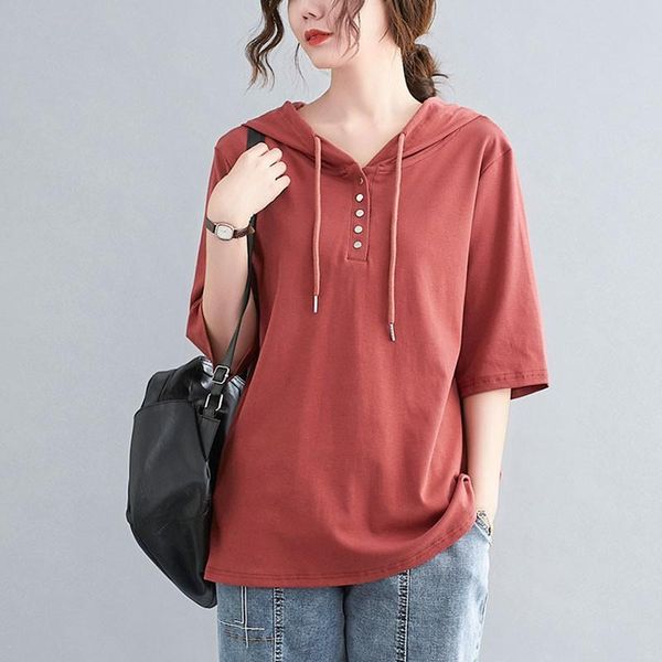 women's t-shirt women cotton casual hooded t-shirts arrival 2021 summer simple style solid color loose female half sleeve tees s3739, White
women's t-shirt women cotton casual hooded t-shirts arrival 2021 summer simple style solid color loose female half sleeve tees s3739, White