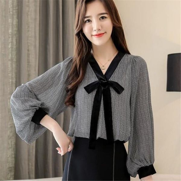 women's blouses & shirts 2021 women summer chiffon lady girls casual long sleeve bow tie decor v-neck blusas plus size s-2xl hc104, White
women's blouses & shirts 2021 women summer chiffon lady girls casual long sleeve bow tie decor v-neck blusas plus size s-2xl hc104, White