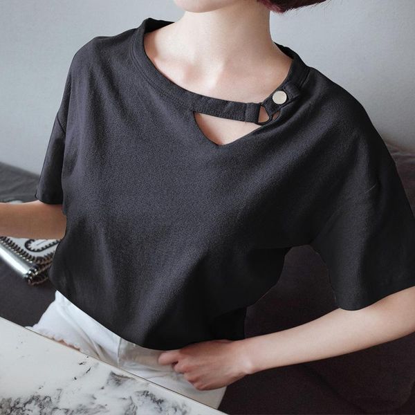 women's t-shirt cotton linen shirt hollow out loose button collar ladies short sleeve plus size summer women black tshirt, White
women's t-shirt cotton linen shirt hollow out loose button collar ladies short sleeve plus size summer women black tshirt, White