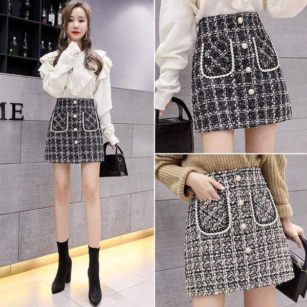 skirts skirt ladies autumn and winter button mini pencil plaid wool korean style high waist elegant tweed, Black
skirts skirt ladies autumn and winter button mini pencil plaid wool korean style high waist elegant tweed, Black