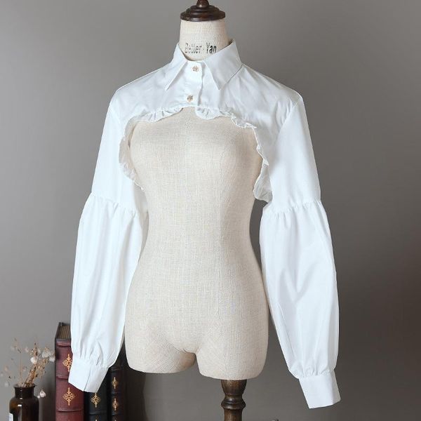 scarves women puff long sleeve half blouse ruffled golden button detachable false fake collar sweater decorative accessories, Blue;gray
scarves women puff long sleeve half blouse ruffled golden button detachable false fake collar sweater decorative accessories, Blue;gray