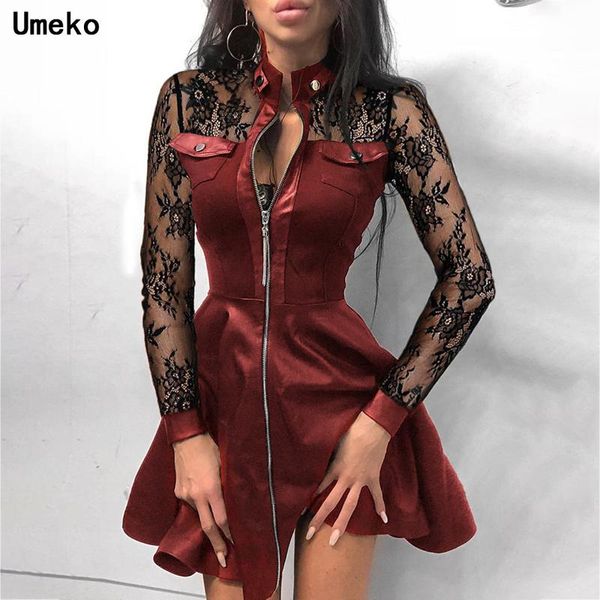 zipper pockets pu leather women lace mesh sleeve patchwork party dress winter elegant stand neck button mini dresses casual, Black;gray
zipper pockets pu leather women lace mesh sleeve patchwork party dress winter elegant stand neck button mini dresses casual, Black;gray