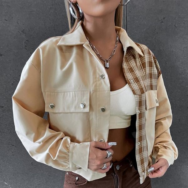 women's jackets streetwear fashion cropped vintage outfits buttons up pockets solid striped patchwork basic autumn jacket women outwear, Black;brown
women's jackets streetwear fashion cropped vintage outfits buttons up pockets solid striped patchwork basic autumn jacket women outwear, Black;brown