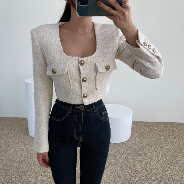 women's jackets slim ol korean temperament chic white square collar tweed coat short single-breasted cardigan jacket fashion retro, Black;brown
women's jackets slim ol korean temperament chic white square collar tweed coat short single-breasted cardigan jacket fashion retro, Black;brown
