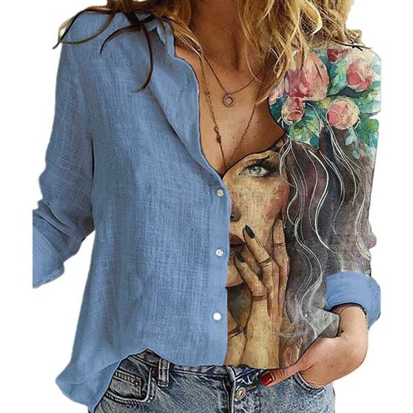 fashion retro portrait floral print women shirt autumn stitching button long sleeve cotton linen blouses casual street lady women's & s, White
fashion retro portrait floral print women shirt autumn stitching button long sleeve cotton linen blouses casual street lady women's & s, White