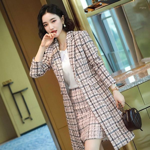 two piece dress temperament women's jacket skirt two-piece suit winter elegant long plaid ladies slim-fit female, White
two piece dress temperament women's jacket skirt two-piece suit winter elegant long plaid ladies slim-fit female, White