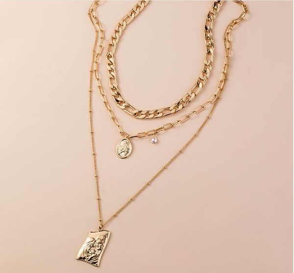 2021 retro fashion heavy metal texture relief pendant necklace sweater chain women simple multi-layer necklace manufacturer wholesale, Silver
2021 retro fashion heavy metal texture relief pendant necklace sweater chain women simple multi-layer necklace manufacturer wholesale, Silver