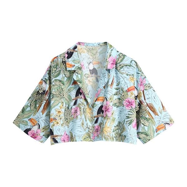 women's blouses & shirts women 2022 fashion print loose short vintage sleeve button-up female streetwear, White
women's blouses & shirts women 2022 fashion print loose short vintage sleeve button-up female streetwear, White