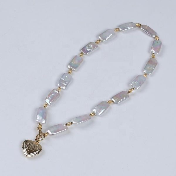 chokers real natural white 10-11mm rectangle square freshwater baroque pearl with heart pendant necklace jewelry for women gift, Golden;silver
chokers real natural white 10-11mm rectangle square freshwater baroque pearl with heart pendant necklace jewelry for women gift, Golden;silver